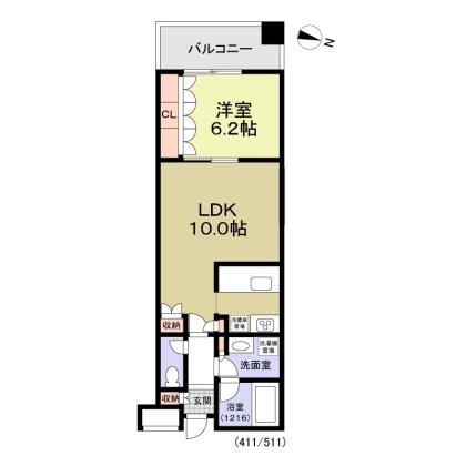 T・シティ六角橋(1LDK/5階)の間取り写真