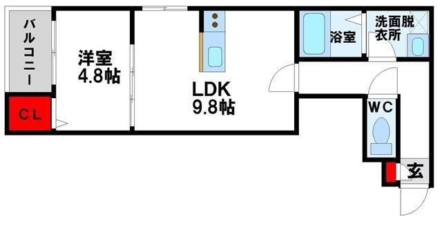 アプリーレ若松(1LDK/1階)の間取り写真