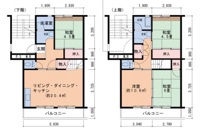 UR泉南一丘(4LDK/5階)の間取り写真