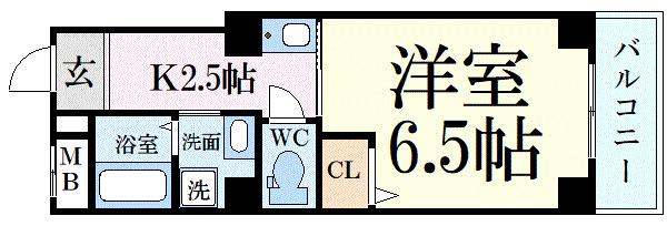 サンクール松屋町(1K/6階)の間取り写真