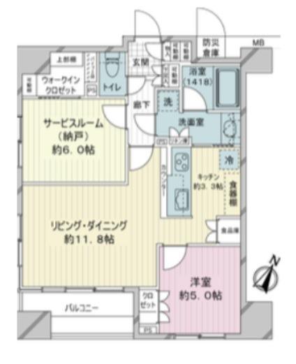 アスコットパーク日本橋小伝馬町(1SLDK/5階)の間取り写真