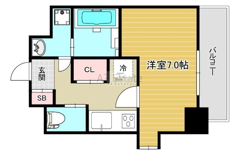 リデア南堀江(1K/8階)の間取り写真
