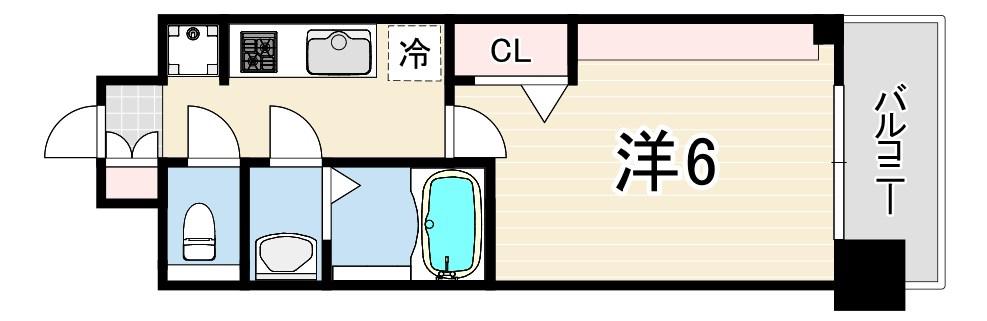 プレリス尼崎レーネヴィア(1K/2階)の間取り写真