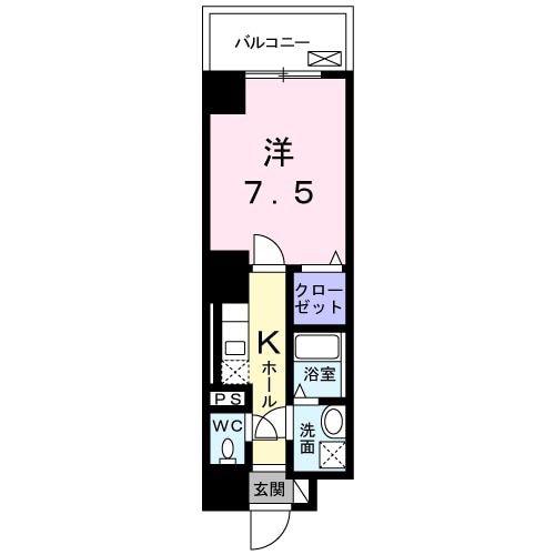 アシストみなと元町(1K/9階)の間取り写真