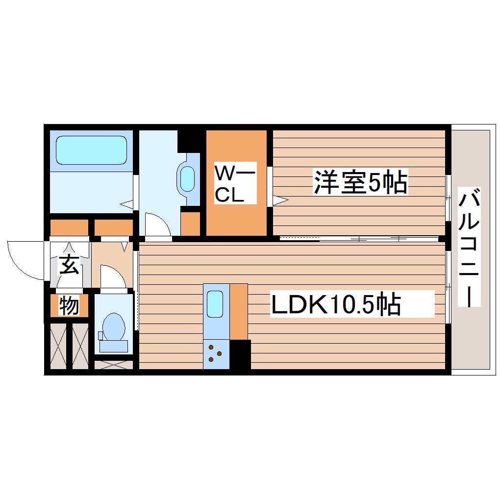LANDINI 南仙台(1LDK/2階)の間取り写真