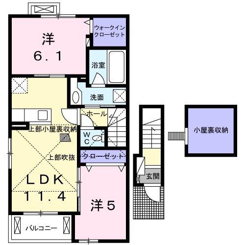 パインズ グレイスI(2LDK/2階)の間取り写真