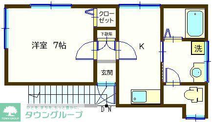 ハイツふじみ野(1DK/2階)の間取り写真