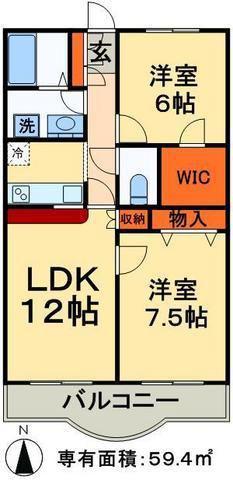 メトロステージ一ツ家(2LDK/4階)の間取り写真