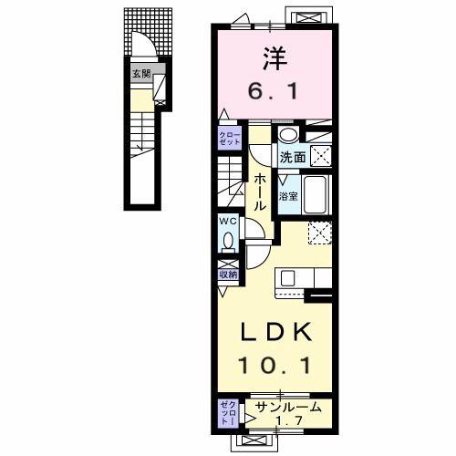 塩津町アパート(1LDK/2階)の間取り写真