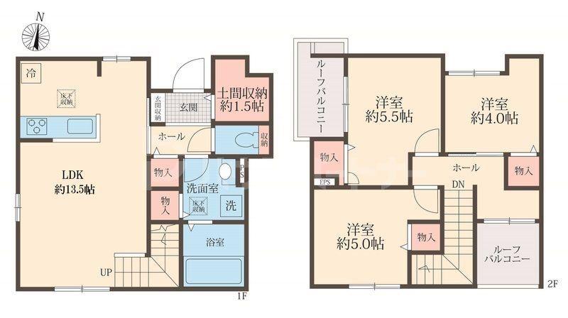 八潮市大原アパート(3LDK/1階)の間取り写真