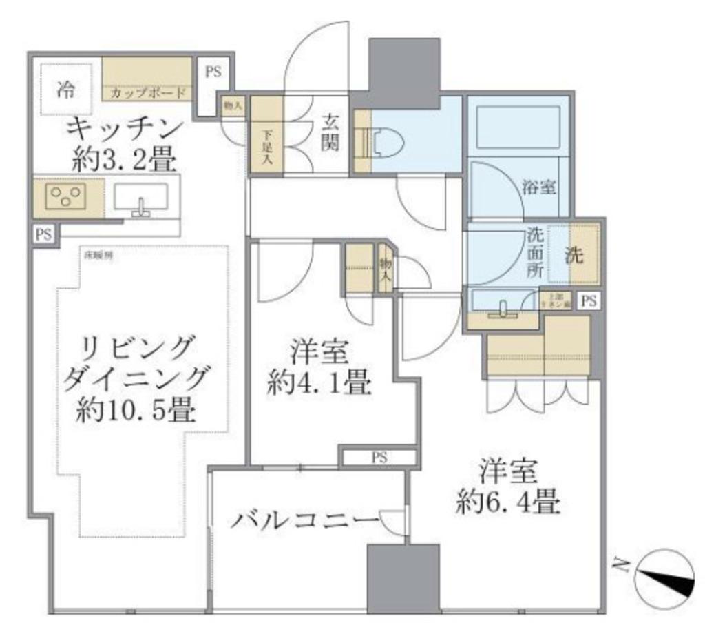 ブリリア二番町(2LDK/13階)の間取り写真