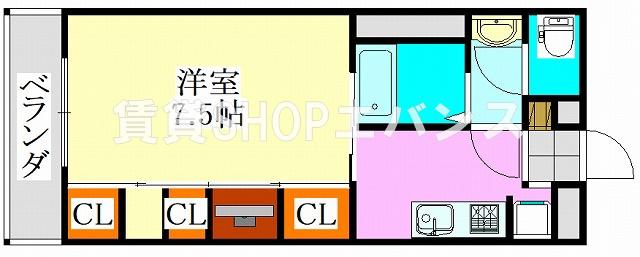 リブリ・THE BASE(1K/2階)の間取り写真