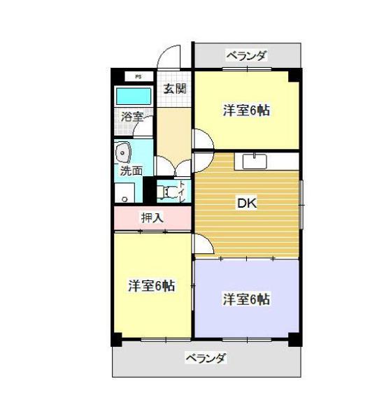 エシール共和(3DK/4階)の間取り写真