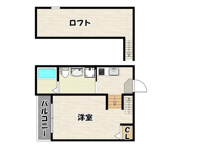 ハーミテージ吉塚(1K/2階)の間取り写真
