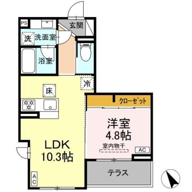 D′BLESS和田町(1LDK/1階)の間取り写真