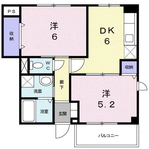 メゾンアブリコ(2DK/1階)の間取り写真