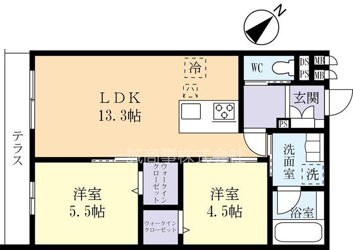 コートルクス流星台(2LDK/1階)の間取り写真