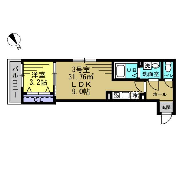 GLAM南流山(1LDK/1階)の間取り写真