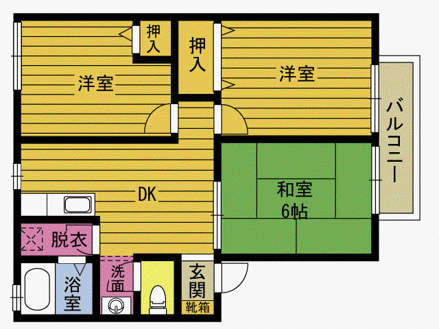 エスティアム右田(3DK/2階)の間取り写真