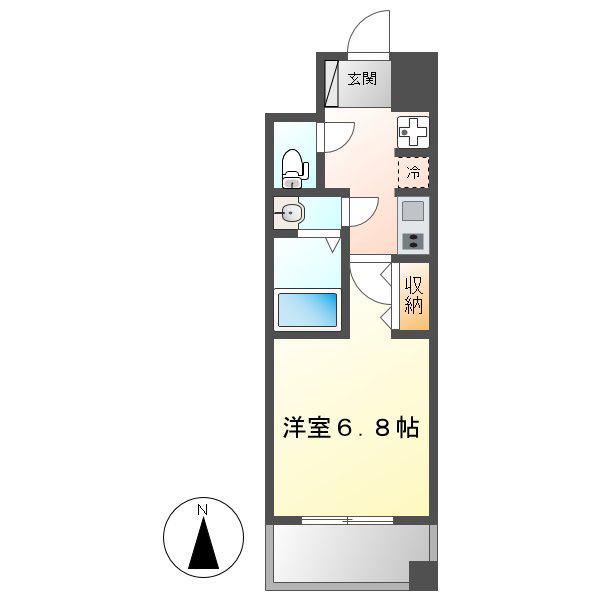 リヴシティ鶴舞(1K/2階)の間取り写真