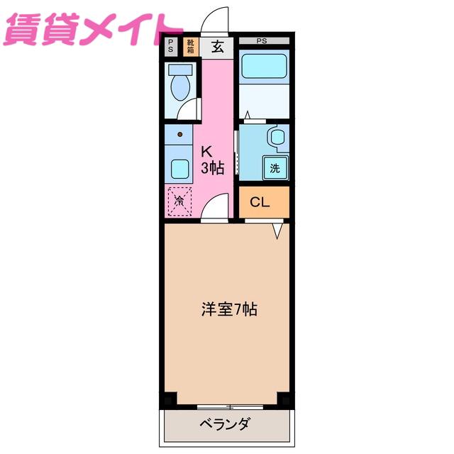 あかつき苑ハイツII(1K/3階)の間取り写真