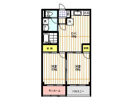 STビル(2DK/2階)の間取り写真