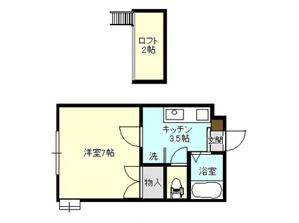 サンライト旭町(1K/2階)の間取り写真