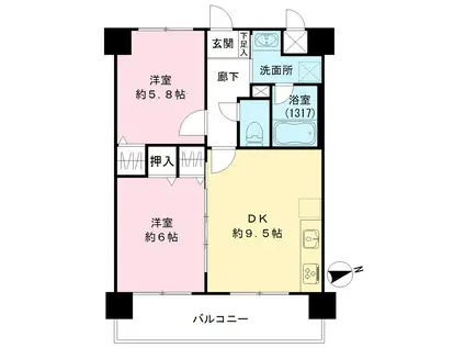 D・PRESENTSII(2LDK/4階)の間取り写真