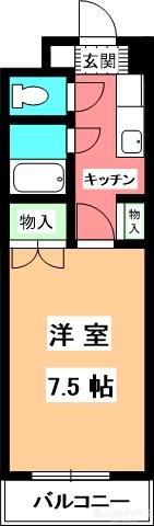ジョイフル第2朝生田(1K/6階)の間取り写真