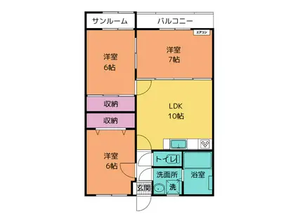 ツインガーデン西長江 I棟(3LDK/4階)の間取り写真