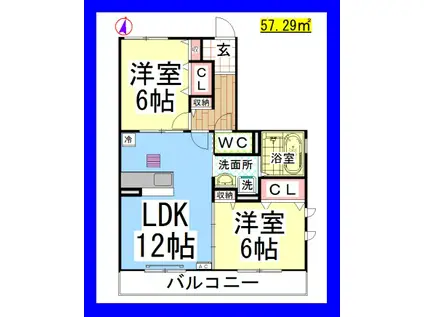 DL フレシール・F(2LDK/3階)の間取り写真