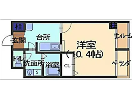 PLAZA-R(1K/2階)の間取り写真