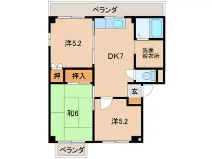 エメラルドハイツ(3DK/2階)の間取り写真