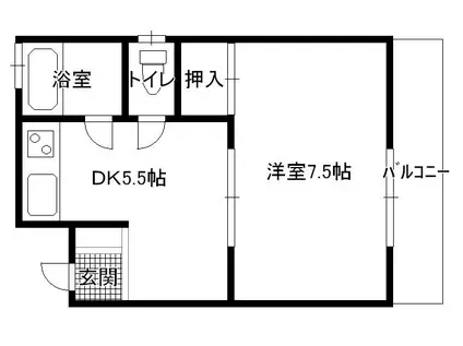 メゾン寺西(1DK/2階)の間取り写真