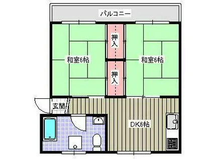 甲賀ハイツ(2DK/3階)の間取り写真