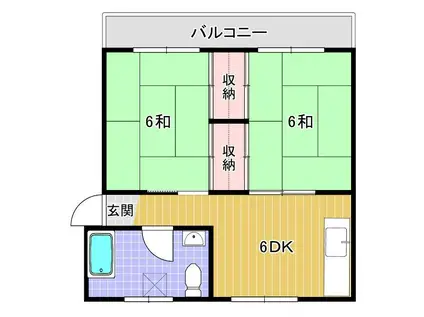 甲賀ハイツ(2DK/3階)の間取り写真