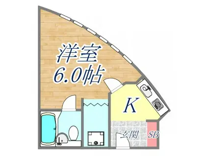 キャッスル甲子園(1K/3階)の間取り写真