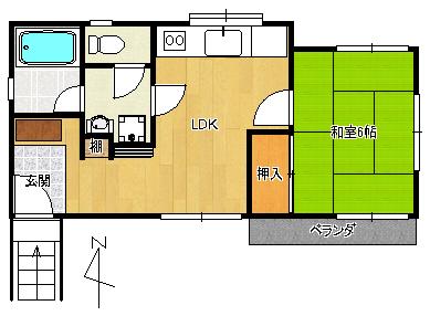 ＪＲ中央線 荻窪駅 徒歩16分 2階建 築59年(1DK/2階)の間取り写真