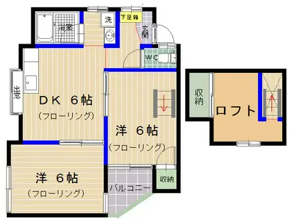 スカイライフ多々良N棟(2DK/2階)の間取り写真