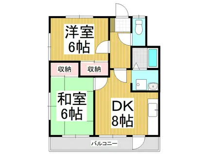 宮工荘(2DK/2階)の間取り写真