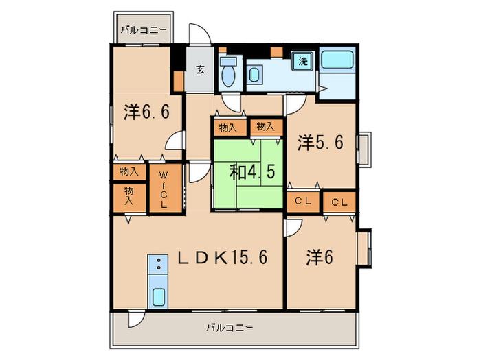 シャルム荒江(4LDK/3階)の間取り写真