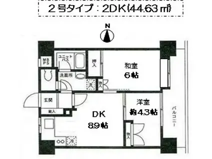 西川口朝日マンション(2DK/5階)の間取り写真
