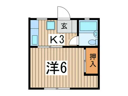 大木アパ-ト(1K/1階)の間取り写真
