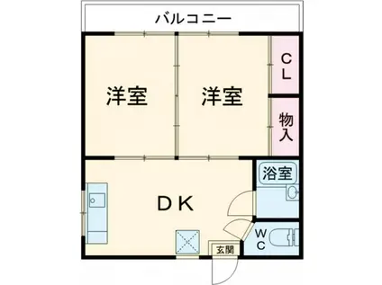 シーサイドマンション(2DK/3階)の間取り写真