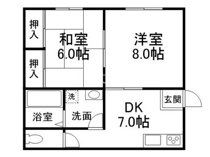 シャローム石田(2DK/1階)の間取り写真