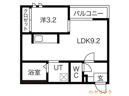 GRANDTIC REINE 上飯田(1LDK/1階)の間取り写真
