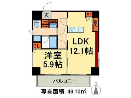 アイフォート千住曙町(1LDK/7階)の間取り写真