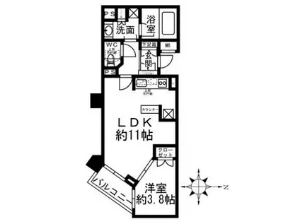 パークホームズ六本木乃木坂アーバンレジデンス(1LDK/2階)の間取り写真