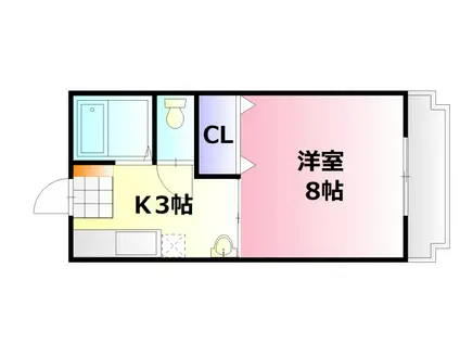 ＪＲ山陽本線 向洋駅 徒歩24分 2階建 築32年(1K/1階)の間取り写真