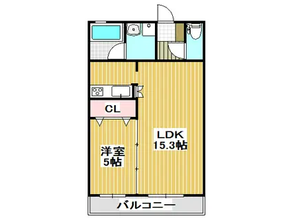ムライチマンション熊高東(1LDK/3階)の間取り写真